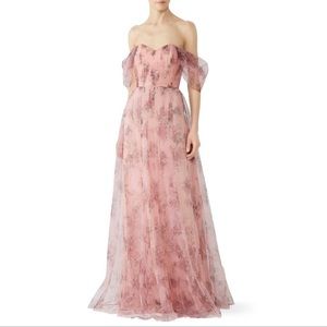 Marchesa Notte Blush Pink Bridesmaid Floral Gown